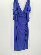 Pre-Owned Ralph Lauren Blue Size 8 Ruffle Sleeve Knee Length Short Sleeve Dress