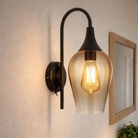 Wandlampe Wandleuchte Wohnzimmerlampe Schwarz Glas Gold Flurlampe Led H 36 Cm