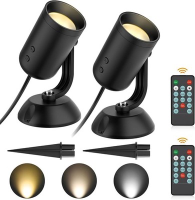 2 Pack Dimmable Spotlights Indoor, LED Uplighting with Timer and Remote,