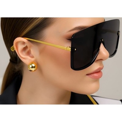 Large Shield Sunglasses Flat Top One Piece Lens UV400 Protection Sunny Beach Hot