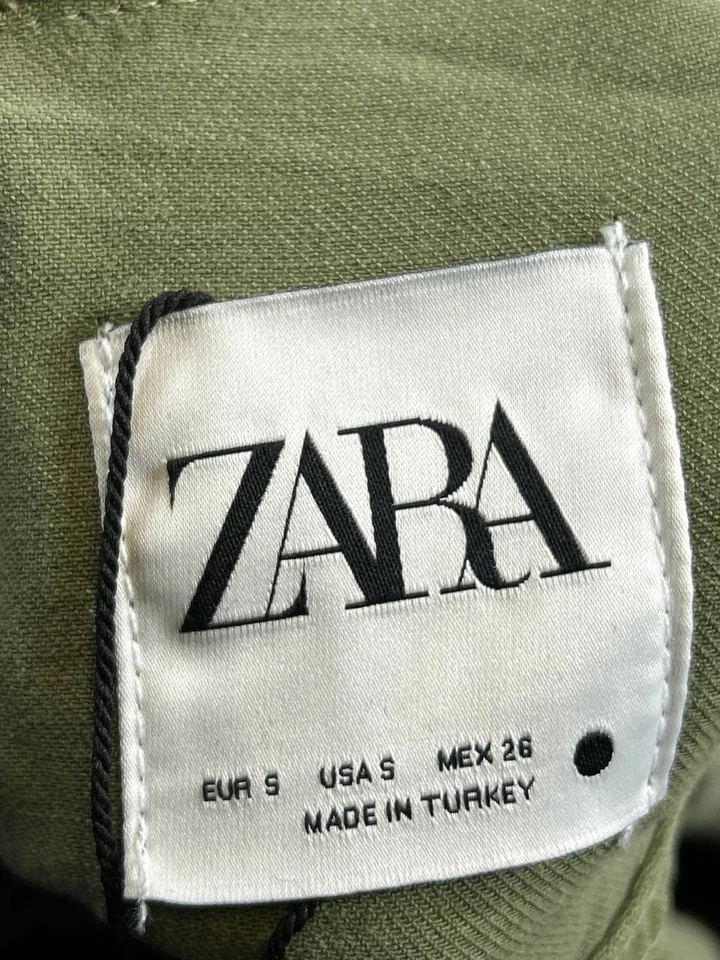 Zara女式小号绿色棉质帆布连身裤 * — 第 3/4 张图片