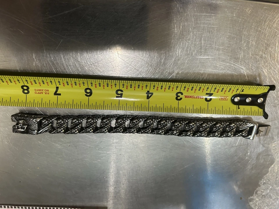 Готический 8,5 дюйма мужской цепи из нержавеющей стали панк мотоциклиста череп браслет - Изображение 3 из 4