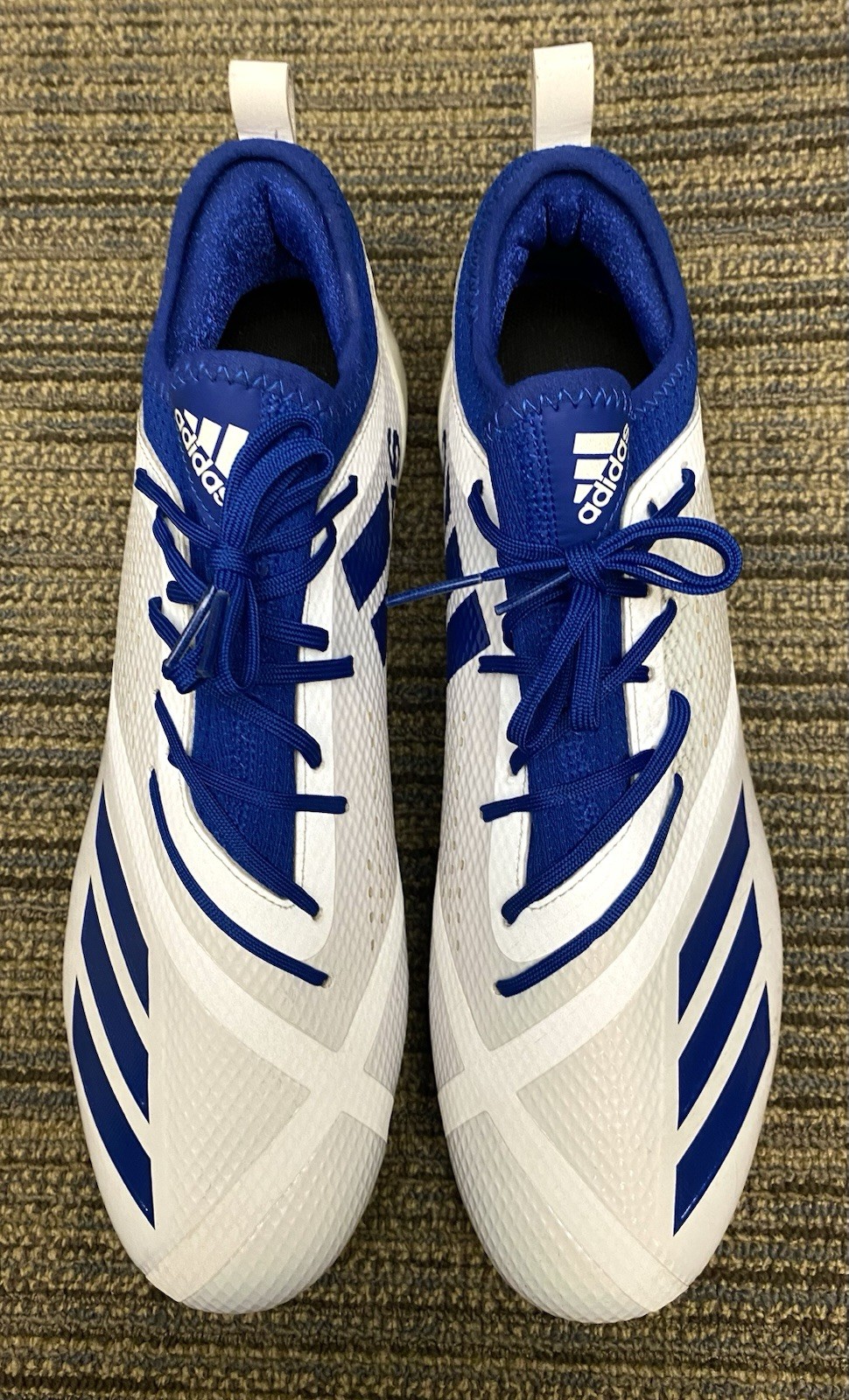 Adidas Adizero Size 14 Men Football Cleat  White & Blue (DA9548 ) Near Mint Cond