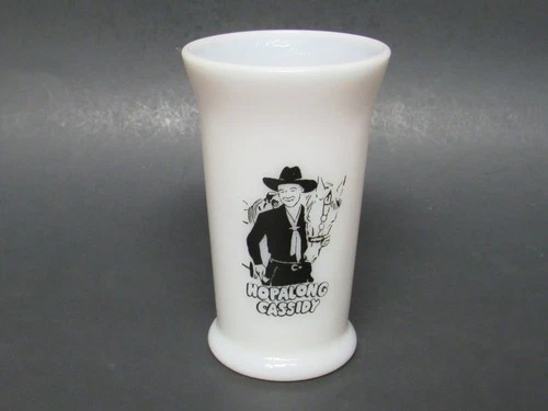 Hopalong Cassidy White Milk Glass 5" Vintage Tumbler Cup Mug - VGC!