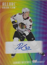 2025/26 UD Allure Lukas Reichel Chicago Blackhawks Full Rainbow Color Flow Auto