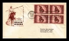 US COVER ROUGH RIDERS 50TH ANNIVERSARY FDC BLOCK OF 4 HOUSE OF FARNAM