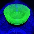 Green Uranium Georgian Lovebirds Federal Depression 4 1/2” Bowls 4~GLOWS