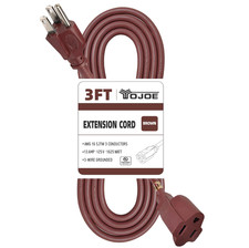 3 FT Brown Extension Cord 3 Prong 16 Gauge 13A SJTW Weatherproof Power Cable UL