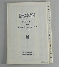Preisliste zum Bosch Ersatzteil-Katalog 1952