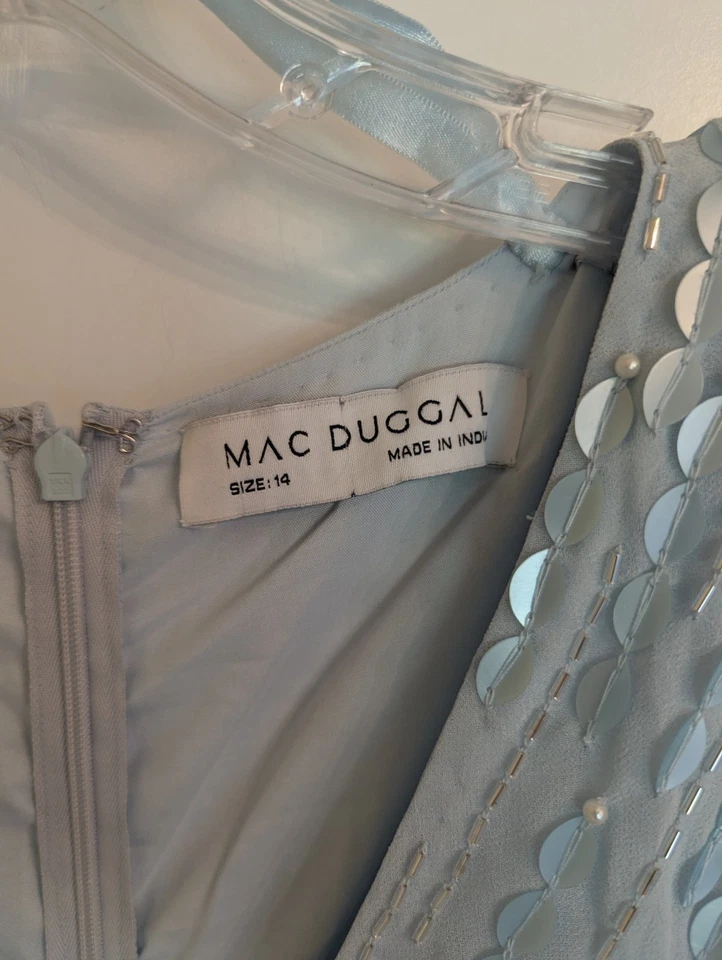 Vestido formal para mujer Mac Duggal azul claro con cuentas. Talla 14. Usado una vez. Foto 2 de 4