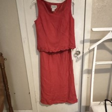 Adrianna Papell Red Linen Blend Formal Top  Skirt Set Square Neck Size 10
