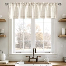 Linen Valance for Windows 2 Panels, Natural Ivory Rod Pocket Light Filtering ...