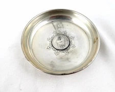 Antique Portuguese Coin Featuring King Manuel II Embedded in Silver Plate Dish