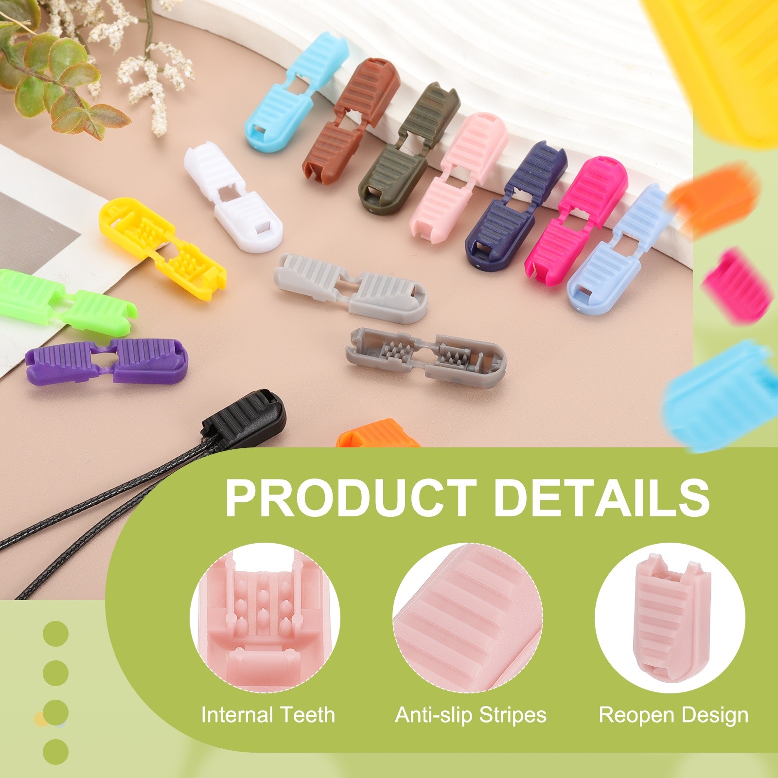 Zipper Pull Tabs Cord End Tips Shoelace End Clips - (30 Pack, Pink)