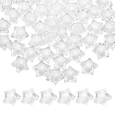 100pcs Acrylic Star Beads, 14mm Star-Shaped Pony Loose Spacer Beads, White