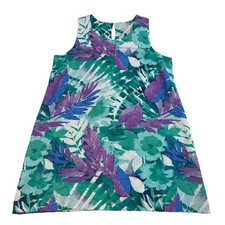 Escape by Habitat Palm Shift Dress Womans XL Sleeveless Crinkle Watercolor Beach