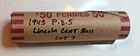 1943 Lincoln Wheat Steel Cent Roll, P-D-S, VG-XF+ Lot 7
