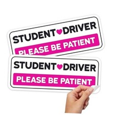 Non-Magnetic Pink Student Driver Stickers - Removable Vinyl Decals for Cars 2
