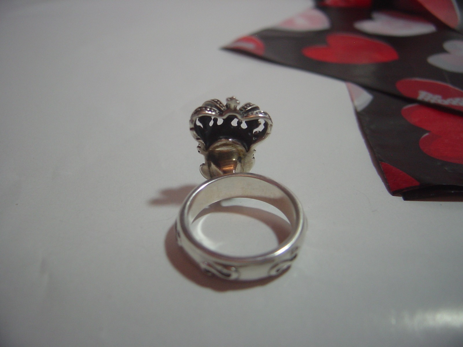 HEAVY SOLID SILVER RING-"DESIGNER-DAISY"-SKULL WI… - image 5