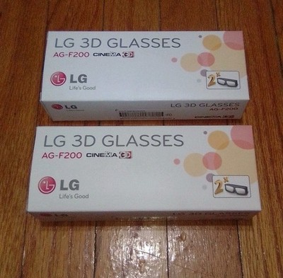 LG 3D Glasses AG F200 Cinema | 2 BOXES (4 Black Pairs)  New 