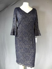 Alex Evenings Women s Short All Over Lace Dress with Bell Sleeves size 8