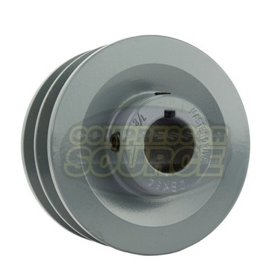 Cast Iron 3.5'' Dual Groove Pulley Belt B Section 5L Shaft with 7/8'' Sheave