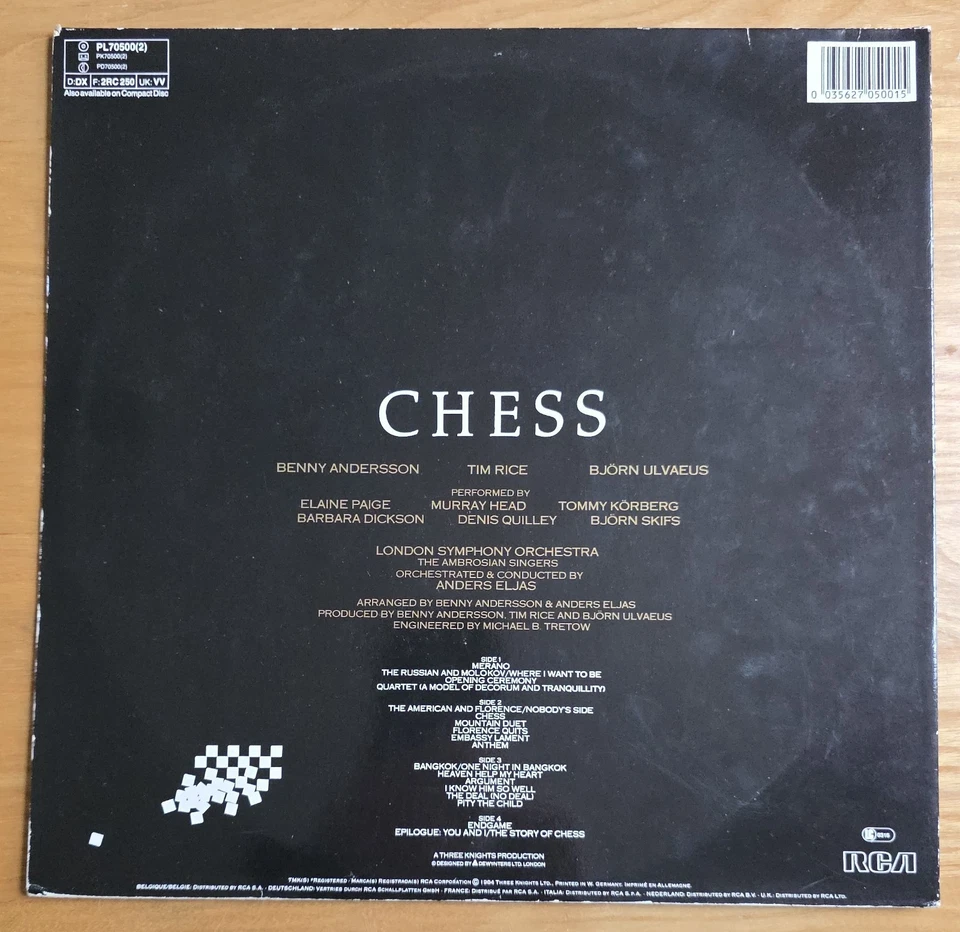 Original Musical Soundtrack Chess Vinyl LP Album UK/EU Press Excellent Cond - Image 2 of 4
