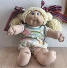 Vintage 1984 Cabbage Patch Kids Doll Blonde Yarn Hair Blue Eyes Green Signature