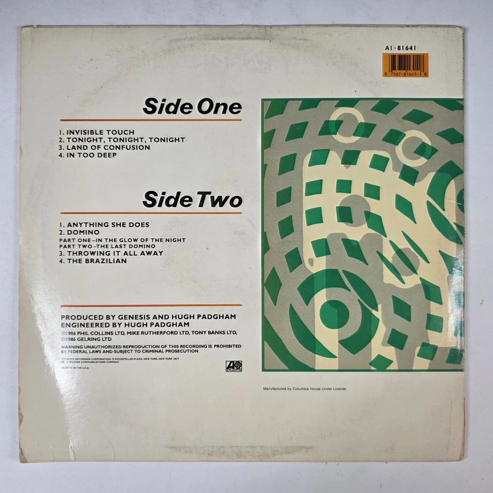 Genesis - Invisible Touch 12" Record 1986 Atlantic Rock 33 RPM - Image 2 of 2