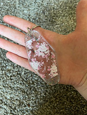 Gently Made Pink Glitter Floral Keychain with Detachable Keyring