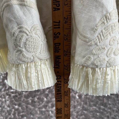 Alexis Embroidered Ivory 100% Linen Mini Dress W/Raffia Trim Sz S $650 Org Beach - Picture 13 of 13