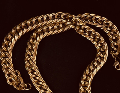 Vintage MONET Chunky Double Curb Cuban Link Gold Tone Necklace ~ 18 