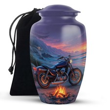 Motorcycle Urns Urn 10" Large Purple Funeral Ashes Women Man Male