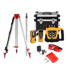 500m Self-leveling Red Laser Level 360 Rotating Rotary w/1.65M Tripod + 5M Staff