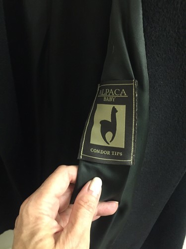 CINZIA ROCCA- BLACK BABY ALPACA WOOL WITH FUR COLLAR COAT SIZE 8 - Picture 5 of 12