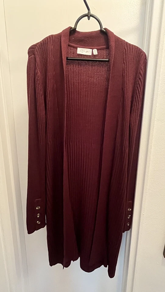 RD стиль длинным рукавом бордовый открытый передний кардиган свитер женщин L никогда не носил - Изображение 2 из 4