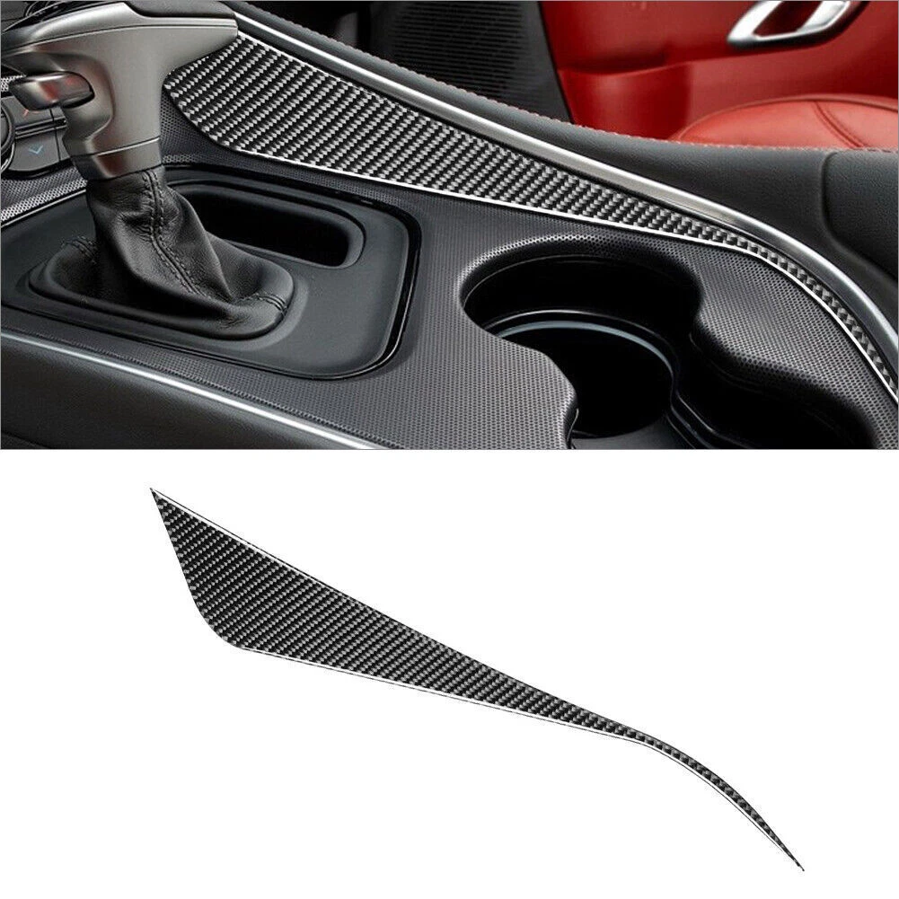 Vinyl Carbon Fiber Inner Gear Shift Side Cover Trim For Dodge Challenger 2015-20
