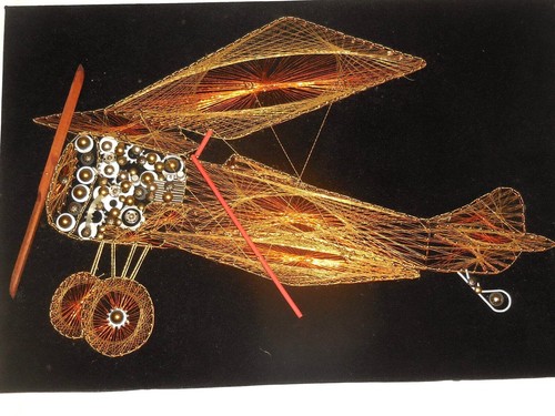 Vintage Spirit of St. Louis , Amazing Aircraft handmade work with copper threads - Afbeelding 1 van 11