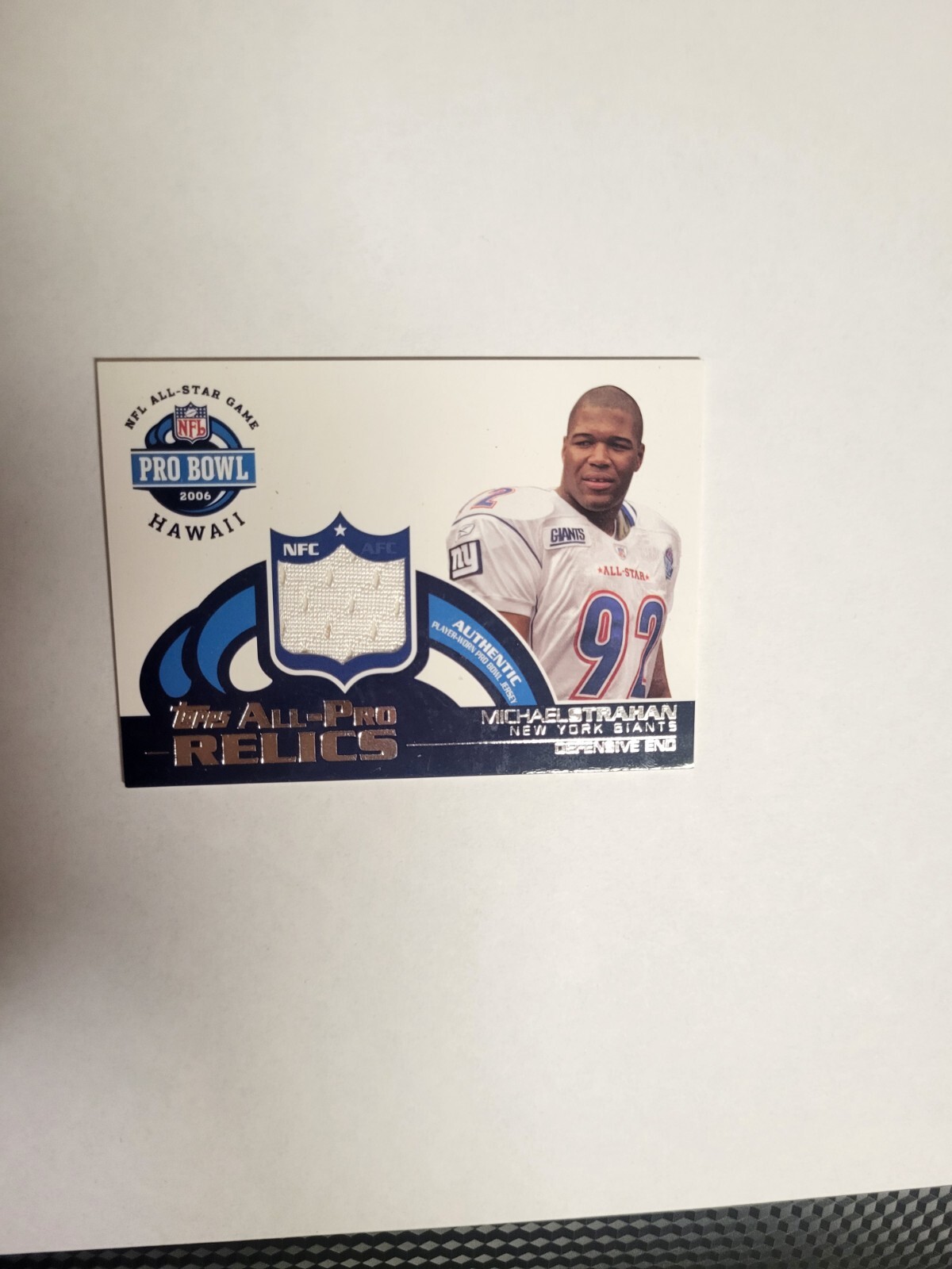 2006 TOPPS ALL PRO RELICS MICHAEL STRAHAN PROW BOWL GAME USED JERSEY NY GIANTS