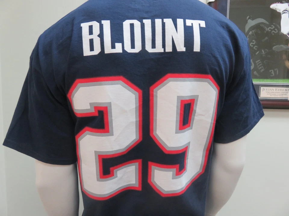 Camisa de fútbol para hombre LeGarrett Blount #29 New England Patriots Super Bowl LI logotipo Foto 3 de 4