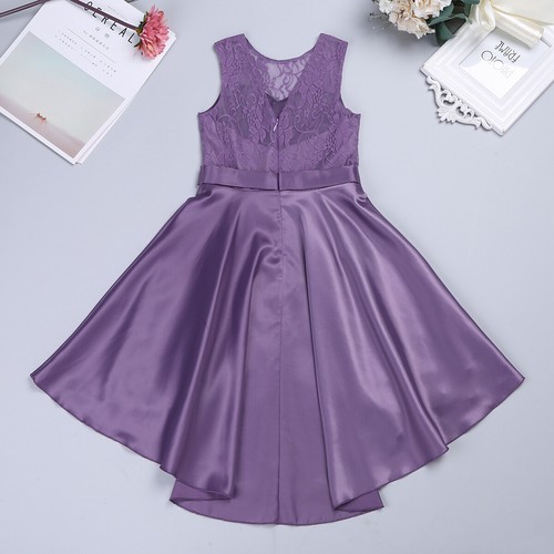 US Kids Girls Chiffon Flower Dress Sequins Lace Prom Party Gowns Wedding Dresses - Picture 77 of 77