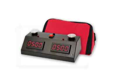 ZMart Fun II Digital Chess Clock - BLACK/RED with Wedge Bag