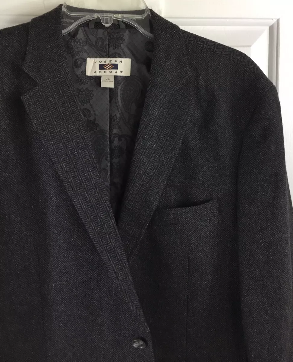Joseph abboud hotsell gray herringbone topcoat