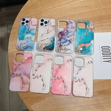 For iPhone 16e 15 Pro Max 14 13 12 11 Slim Cute Marble Pattern Shockproof Case