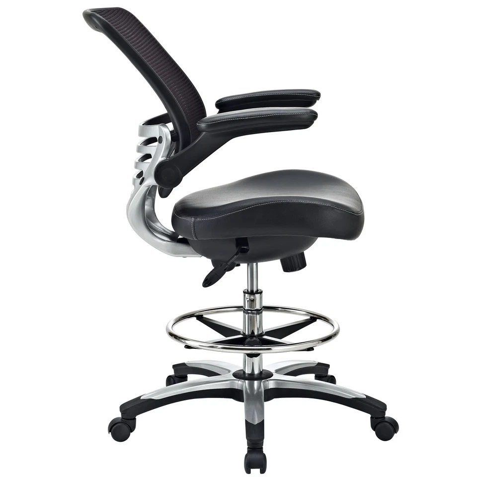 Modway Ergonomic Adjustable Swivel Mesh Tall Office Desk Drafting Chair in Black - Image 3 of 4