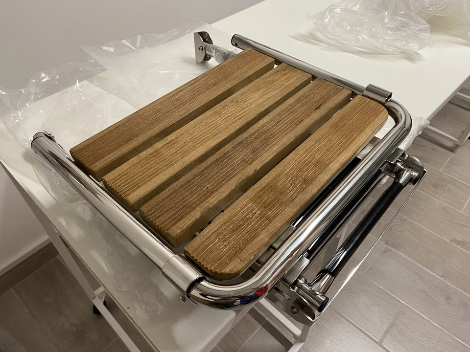 PLANCETTA DI POPPA CON SCALETTA A SCOMPARSA IN ACCIAIO INOX AISI316 45x39 BARCA - Immagine 4 di 4