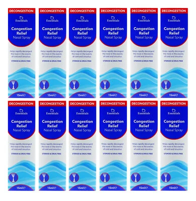 Peach Essentials Congestion Saline Blocked Nose Nasal Spray 15ml - Pack of 12
