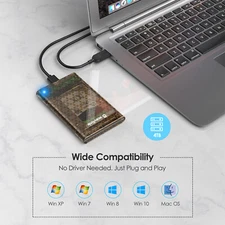 2.5" HDD/SSD SATA USB 3.0 4TB Enclosure UASP 5Gbps Tool-Free Boost Storage