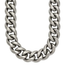 Titanium Polished 14.50mm Curb Chain Necklace 22" Men 124.63g Gift for Her