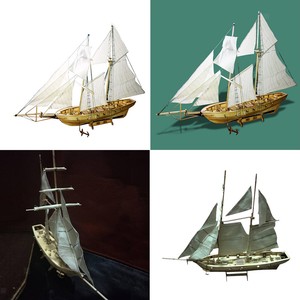 2 Pcs 1 30 Diy Holz 3d Schiff Segelboot Modellbausatz Kinder Basteln Spielzeug Ebay